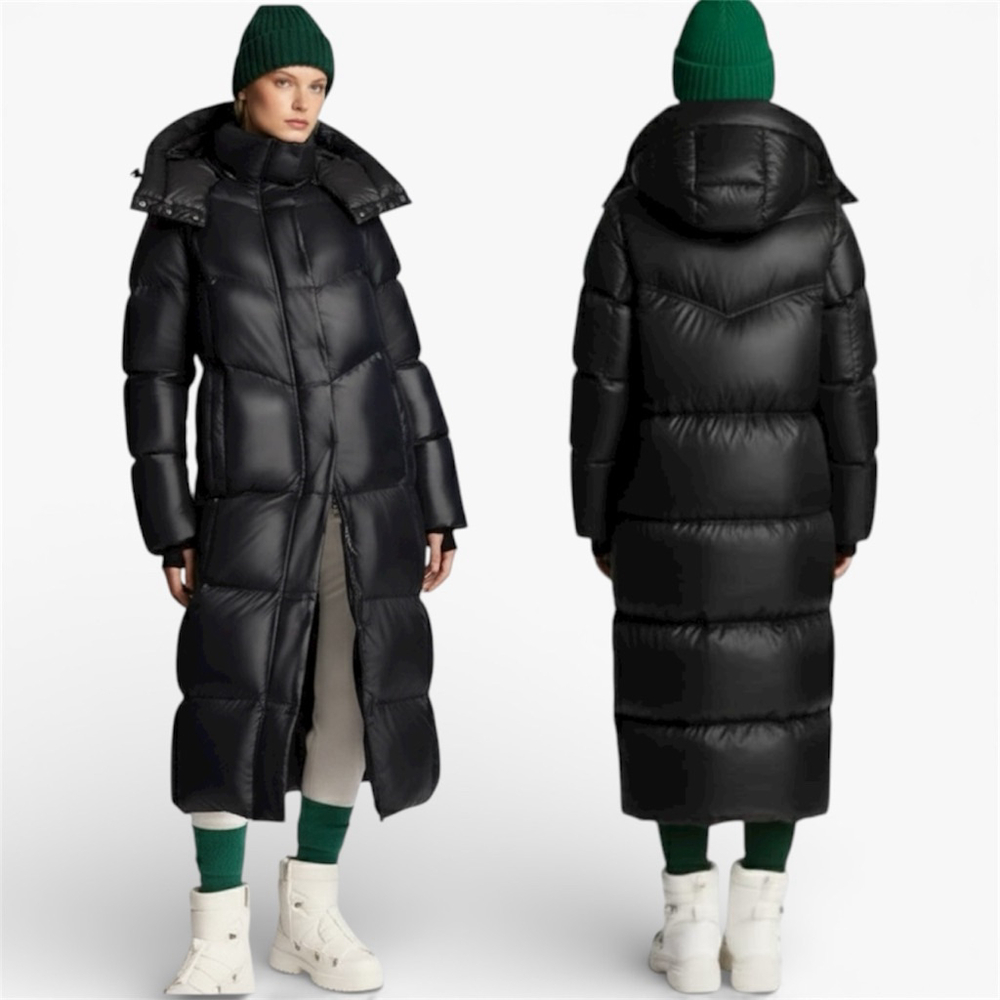 ALPENHAUS Meribel Quilted Long Maxi Black Puffer Jacket Coat Large M NWT